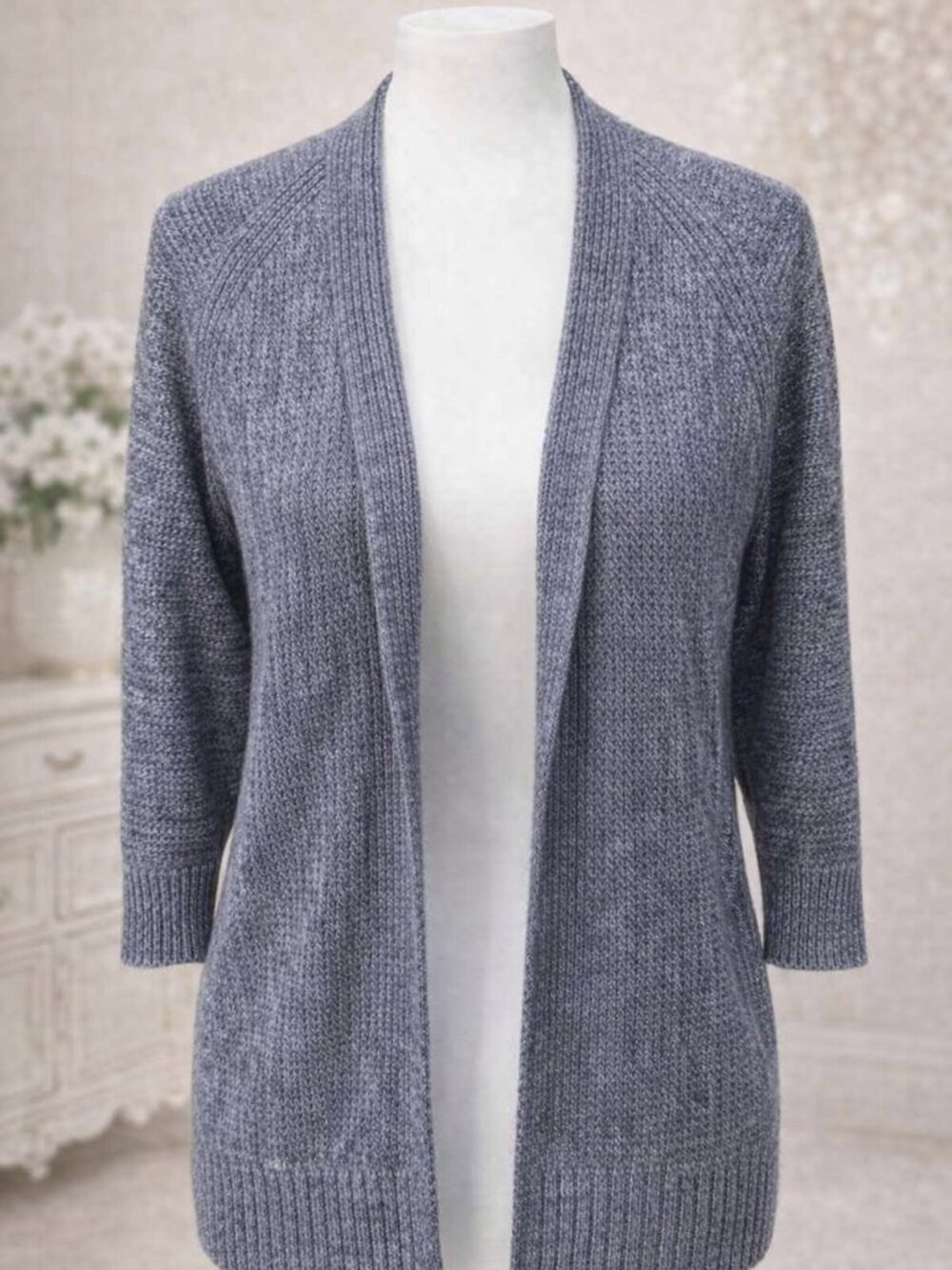 Heathered Lavendar Open‑Front Cardigan Coquette Minimalist Capsule Cottagecore